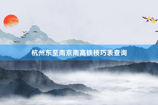 杭州东至南京南高铁技巧表查询